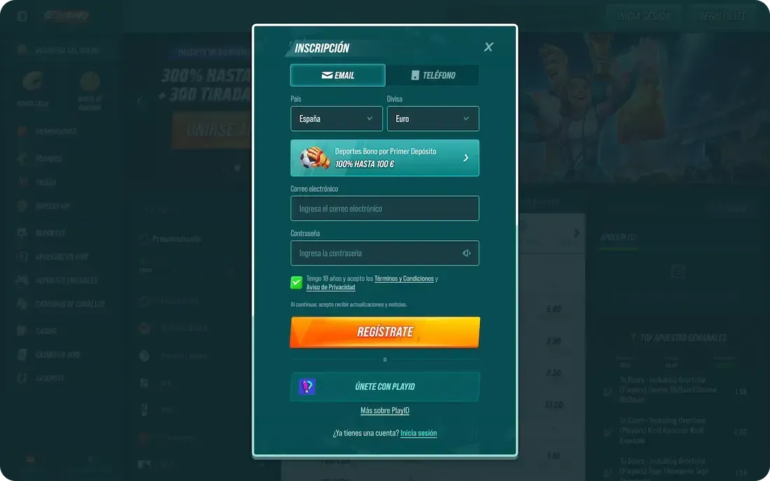 registro en el casino golisimo